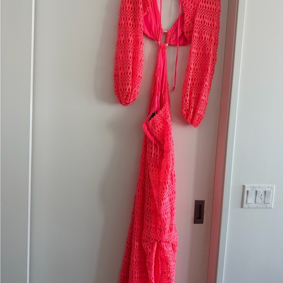 PatBO Neon Pink Crochet Dress